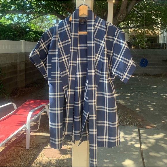Pendleton Woolen Mills wrap navy with white with belt size XL - Picture 1 of 11
